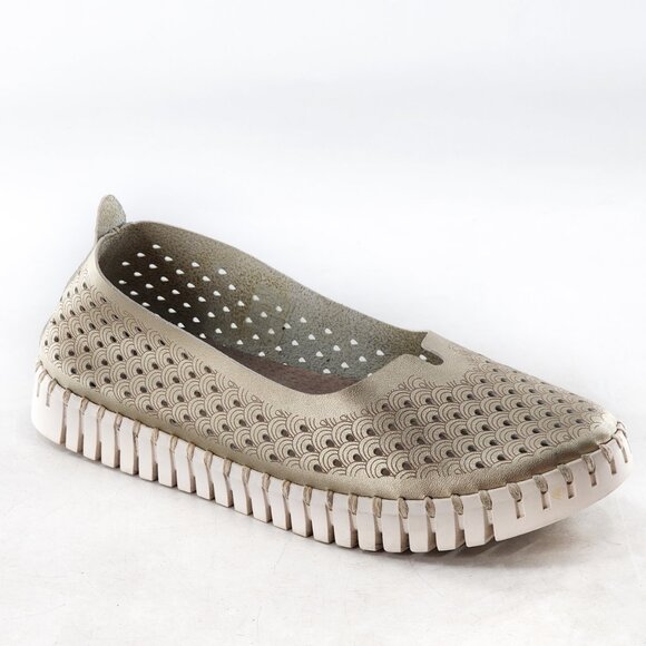 ILSE JACOBSEN Hornbaek Tulip Flat Slip-On Perforated Gold - Picture 1 of 6